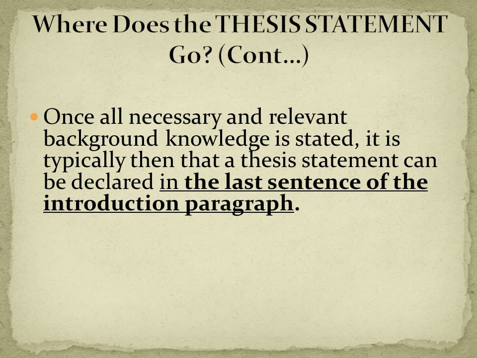where does a thesis statement go in an introduction
